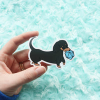 Short Haired Dachshund D20 Dice Buddy Stickers