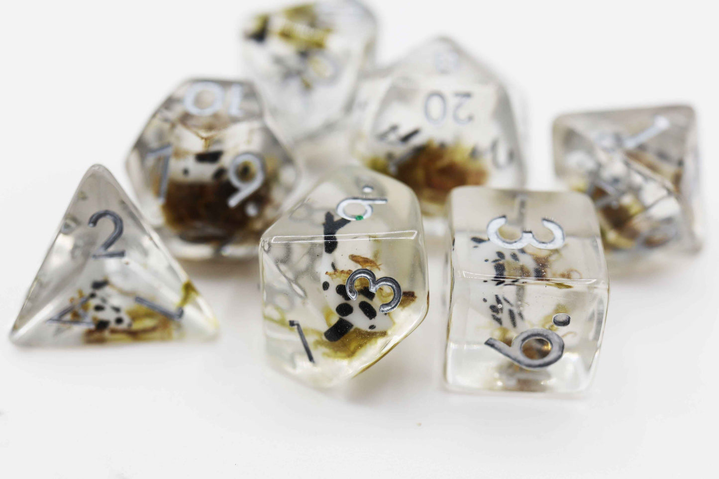 Black Koi Fish RPG Dice Set | 7-Piece Polyhedral Dice for TTRPGs