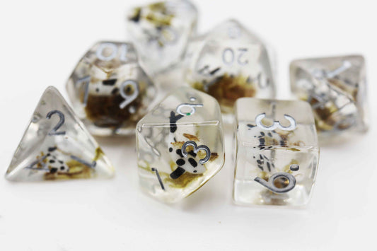 Black Koi Fish RPG Dice Set | 7-Piece Polyhedral Dice for TTRPGs
