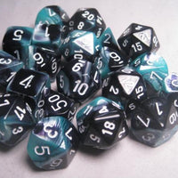 Gemini 5 Polyhedral Black Shell/White 7-Die Set