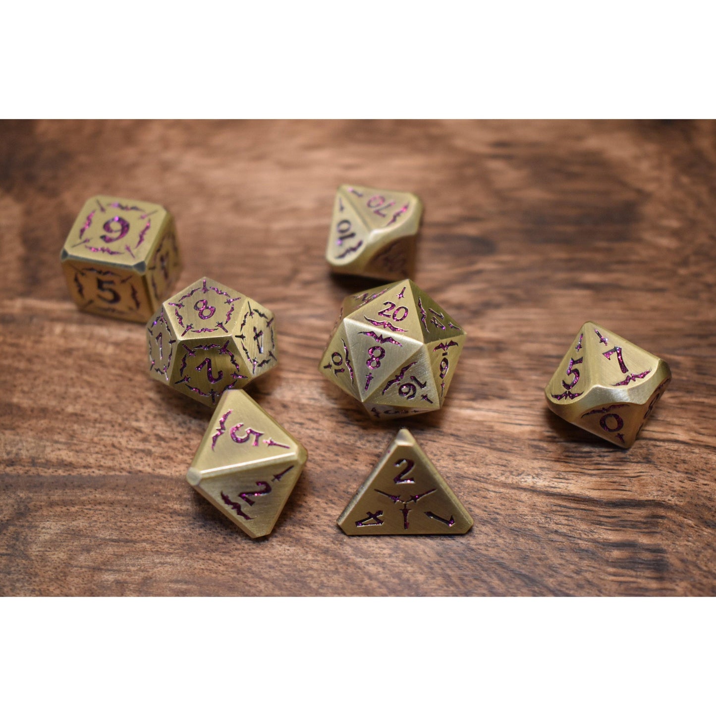 Blade of the Maiden Metal Dice Set – 7-Piece Polyhedral RPG Dice
