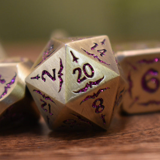Blade of the Maiden Metal Dice Set – 7-Piece Polyhedral RPG Dice