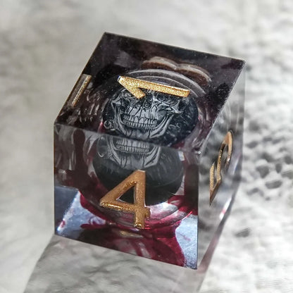 Blood Red Skull Core Resin DND Dice Set + Gold Font