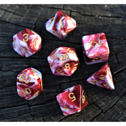 Bloody Waters Acrylic Dice Set – 7-Piece Polyhedral RPG Dice