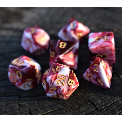 Bloody Waters Acrylic Dice Set – 7-Piece Polyhedral RPG Dice