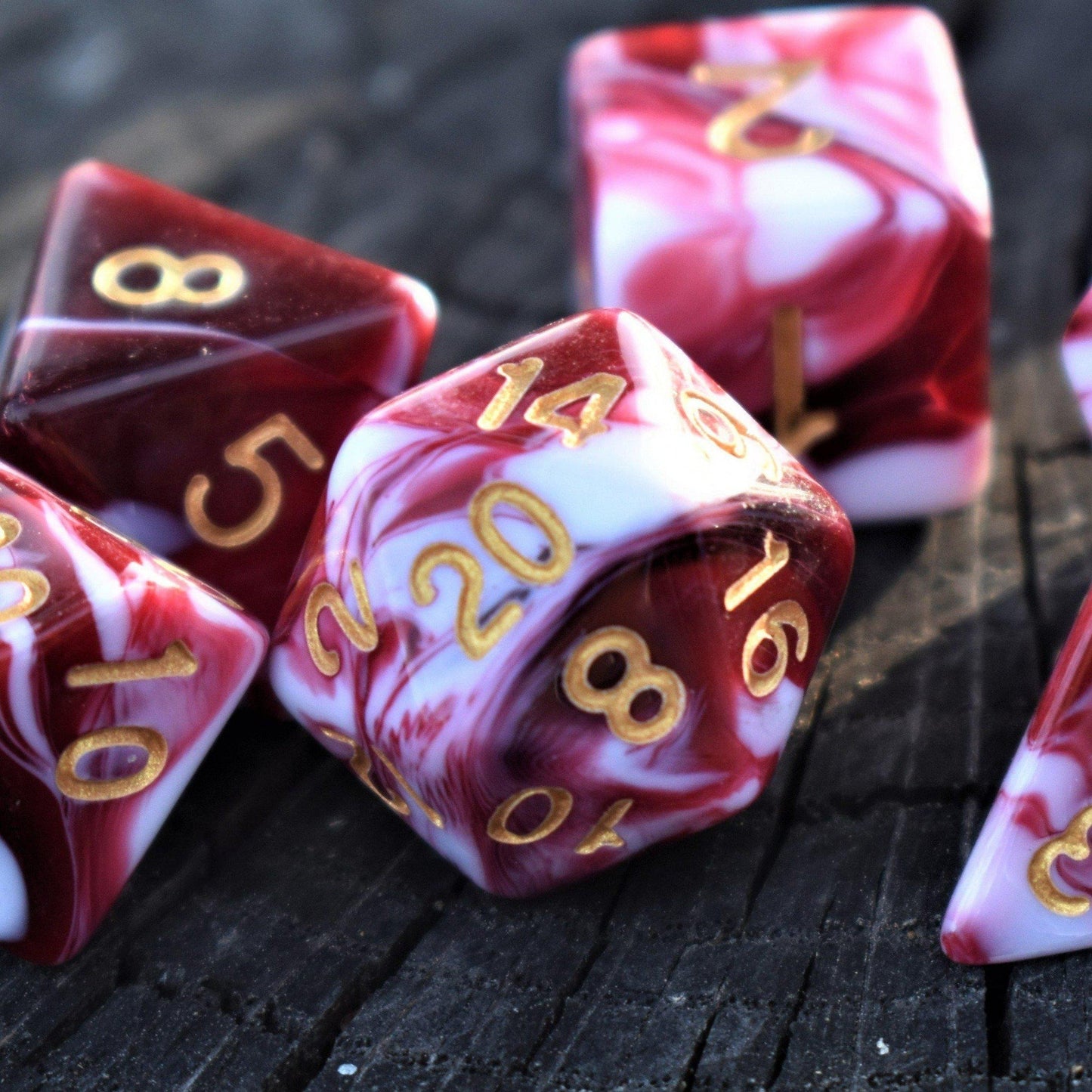 Bloody Waters Acrylic Dice Set – 7-Piece Polyhedral RPG Dice