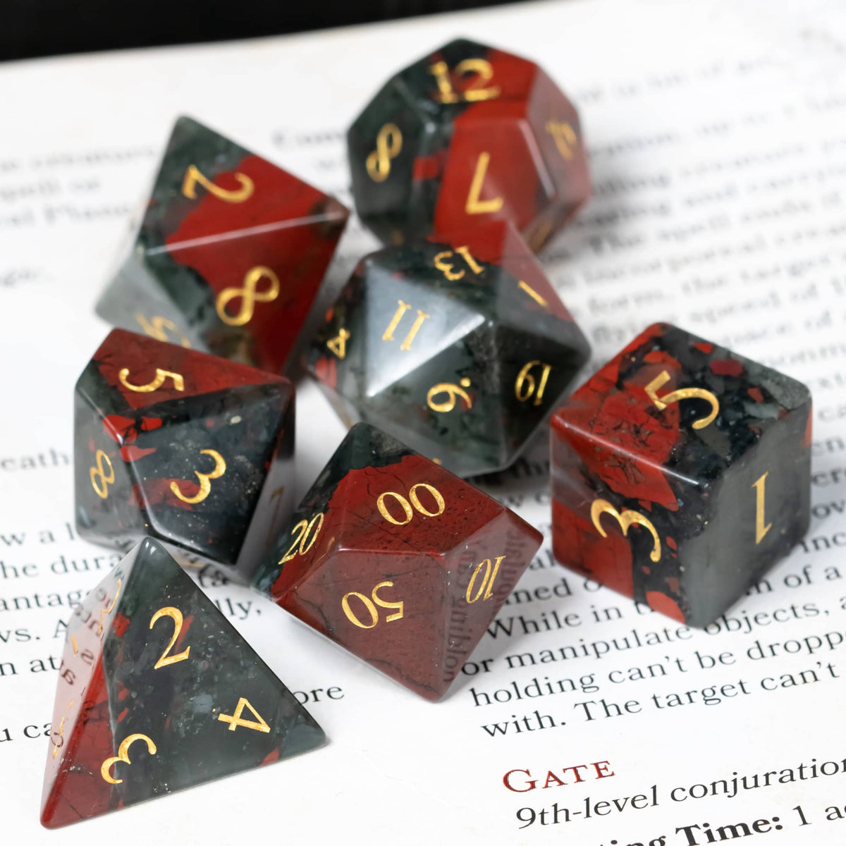 Bloodstone Gemstone Dice Set