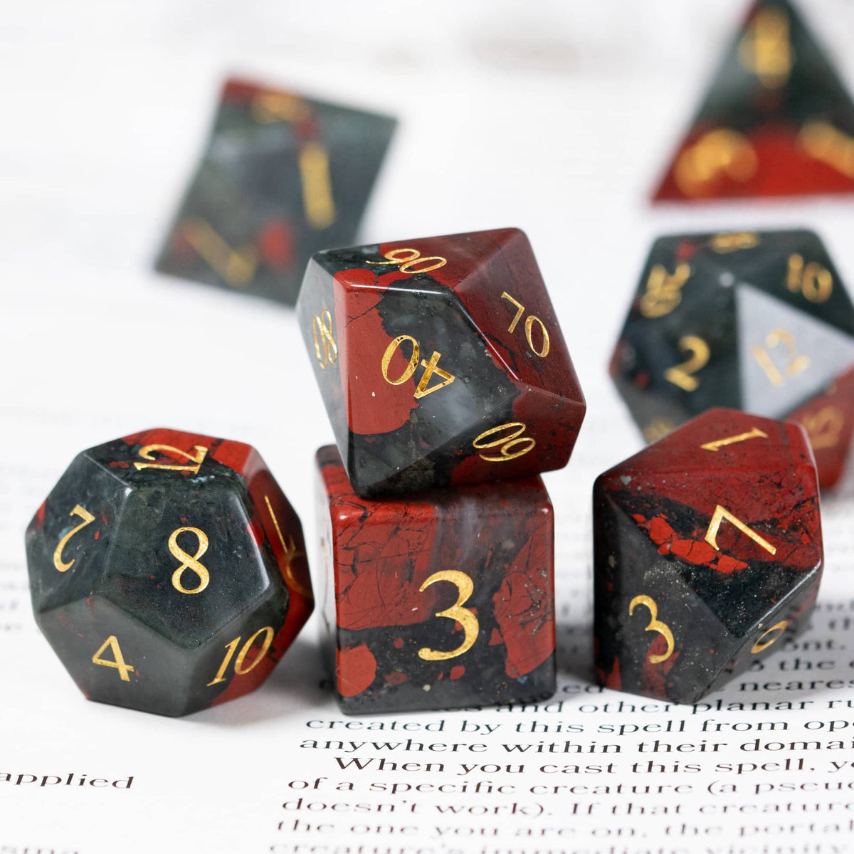 Bloodstone Gemstone Dice Set