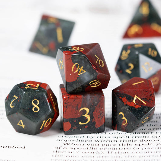 Bloodstone Gemstone Dice Set