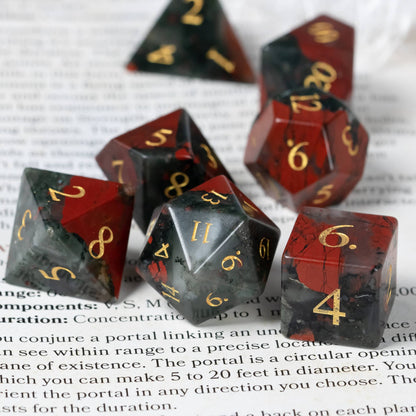 Bloodstone Gemstone Dice Set