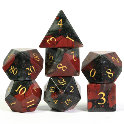 Bloodstone Gemstone Dice Set