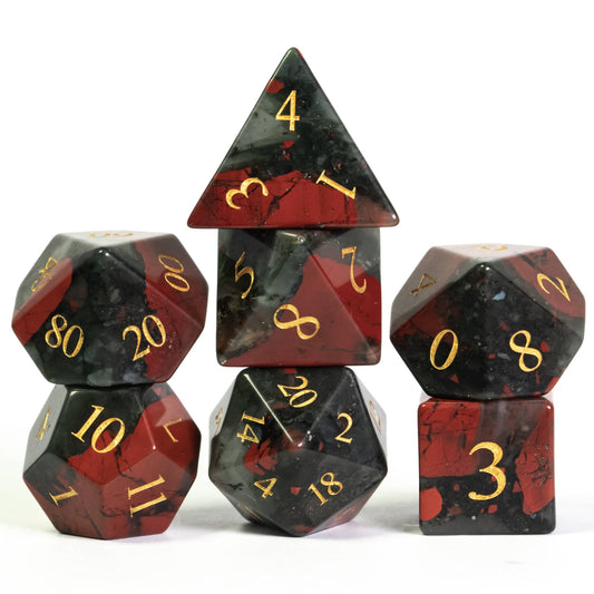 Bloodstone Gemstone Dice Set