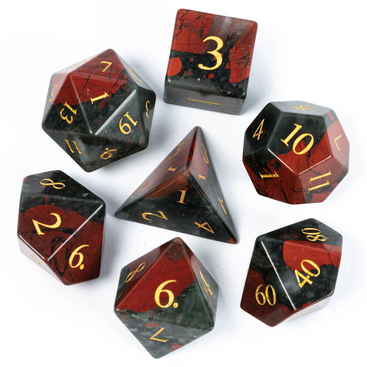 Bloodstone Gemstone Dice Set