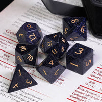 Blue Goldstone Gemstone Dice Set