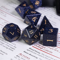 Blue Goldstone Gemstone Dice Set