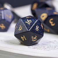 Blue Goldstone Gemstone Dice Set