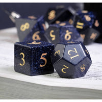 Blue Goldstone Gemstone Dice Set