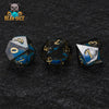 Blue Liquid Core Resin D10 Dice Set + Gold Numerals (D10 Dice)