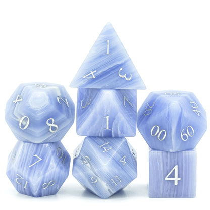 Blue Patterned Agate Gemstone Dice Set