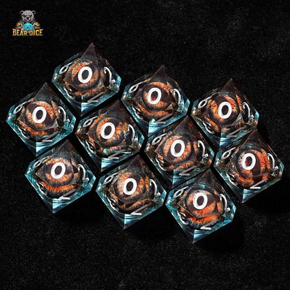Blue transparent resin D10 dice liquid core longan 10-sided dice