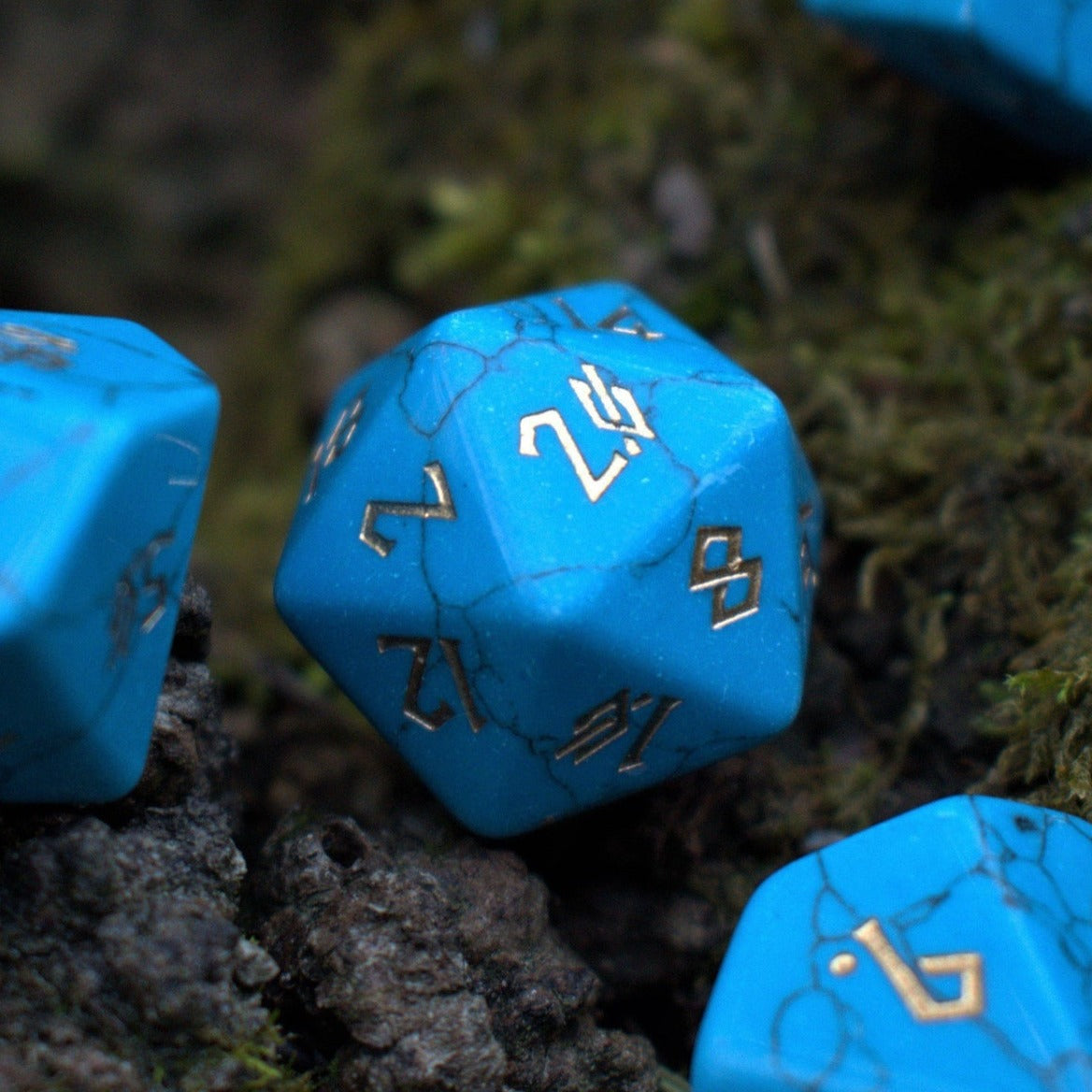 Blue Turquoise Stone Dice Set – 7-Piece Natural Stone Polyhedral RPG Dice