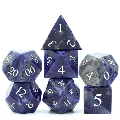 Blue-Veined Gemstone Dice Set