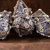 Weird West Wasteland Hollow Metal Dice Set - Blue and Silver