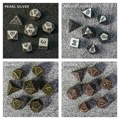 Bronze Emerald Dragon Eye Hollow D20 Dice Keychain + 7 Mini Metal DND Dice Set