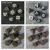 Bronze Emerald Dragon Eye Hollow Metal Dice Keychain + 7 Mini Metal DND Dice Set