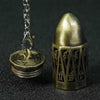 Bronze Metal Hollow D20 Bullet Dice Cage Pendant + 7 Mini RPG Dice Set