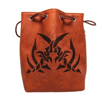 Brown Leather Lite Assassin's Blades Design Self-Standing Large Dice Bag