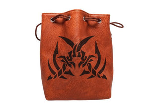 Brown Leather Lite Assassin's Blades Design Self-Standing Large Dice Bag