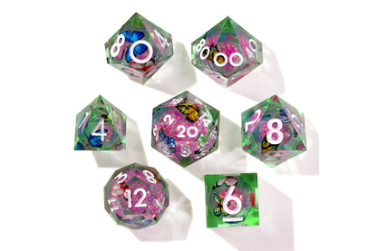 Summer Butterfly Liquid Core RPG Dice Set | 7 Pieces