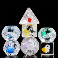 7-Color Snail Dice | Clear RPG 7-Dice Set w/ Colorful Snails Inside