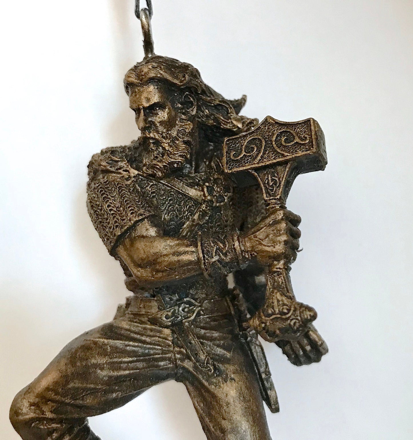 Thor Ornament, Hand Painted Resin Sculpture | Norse Mythology Figurine |Myths and Legends God of Thunder Ornament, Fantasy Art Holiday Decor