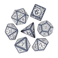 Grey with White Irregular Pattern Fill: 7-Piece Acrylic Dice Set