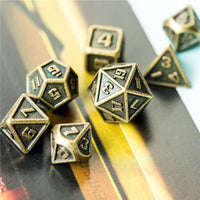 Bronze Mini Metal Dice Ancient Effect | (10mm to 15mm) 7-Dice Udixi RPG