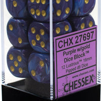 Chessex: D6 Lustrou DICE SET - 16MM