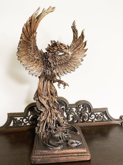 Phoenix Rising Statue, Large Version | Mythical Creature Figurine | Unique Legendary Flaming Phoenix Figurine. Fantasy Art Decor Gift