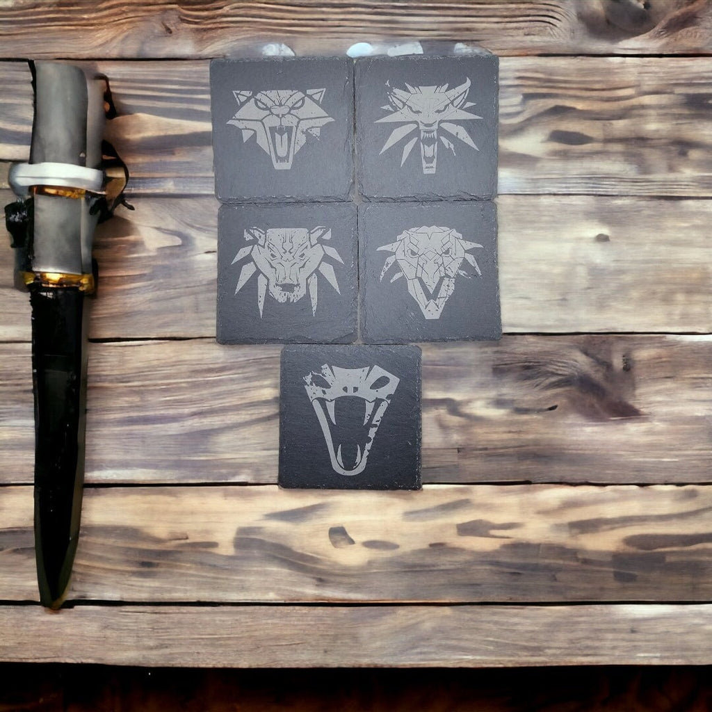 Monster Slayer Slate Coaster Set (5pc) – Schools of the Hunt