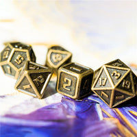 Bronze Mini Metal Dice Ancient Effect | (10mm to 15mm) 7-Dice Udixi RPG