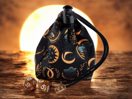 Celestial Moon Dice Bag — Handmade Reversible TTRPG Dice Bag