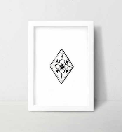 Regal Bloom Medieval Tile Art - Gothic Cathedral Inspired Print