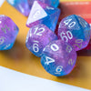 Purple Blue Two Tone 7-Dice Dnd Dice | Glitter w/White Numbers Set