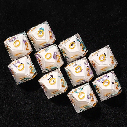 Charming White Resin D10 Dice - Cute Cat 10-Sided Dice