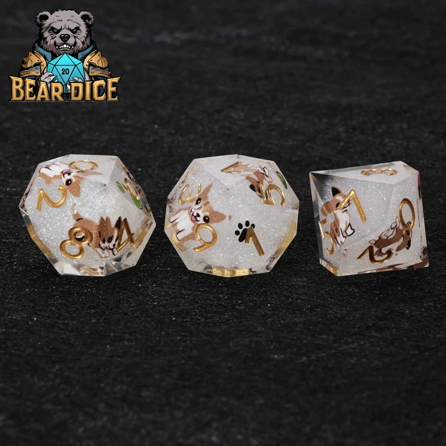Chihuahua Resin D10 Die + Gold Numerals (Ten-Sided Die)