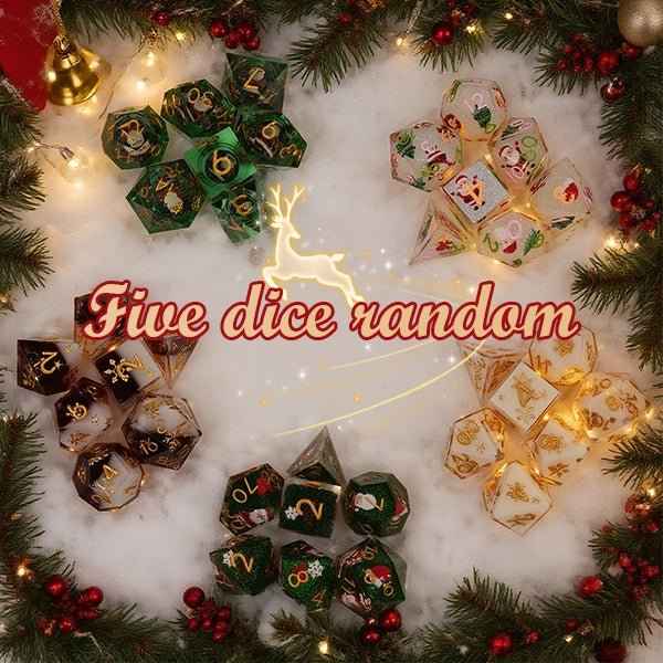 Christmas DND Dice Blind Box Gift Set - Resin Dice, Stickers, Ornaments and Holiday Accessories