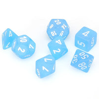 Chessex: Mini Polyhedral Dice set - Frosted - Carribean Blue / White