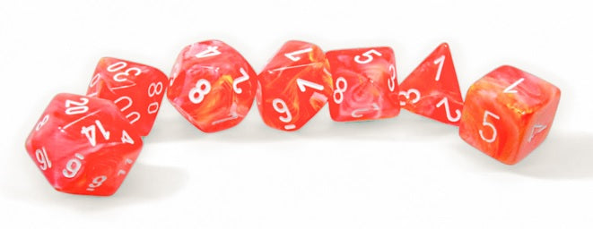 Festive Dahlia/White Polyhedral 7-die set