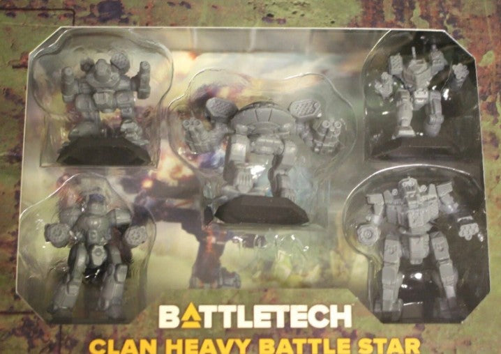 BattleTech: Clan Heavy Battle Star – 5 OmniMech Miniatures (Turkina, Kingfisher & More)